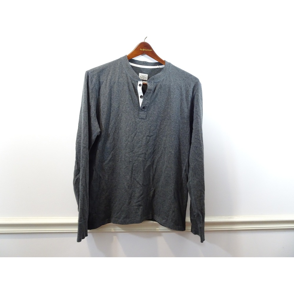 Rag & Bone Standard Issue Mens XL Henley Shirt Gray Long Sleeve Cotton Blend